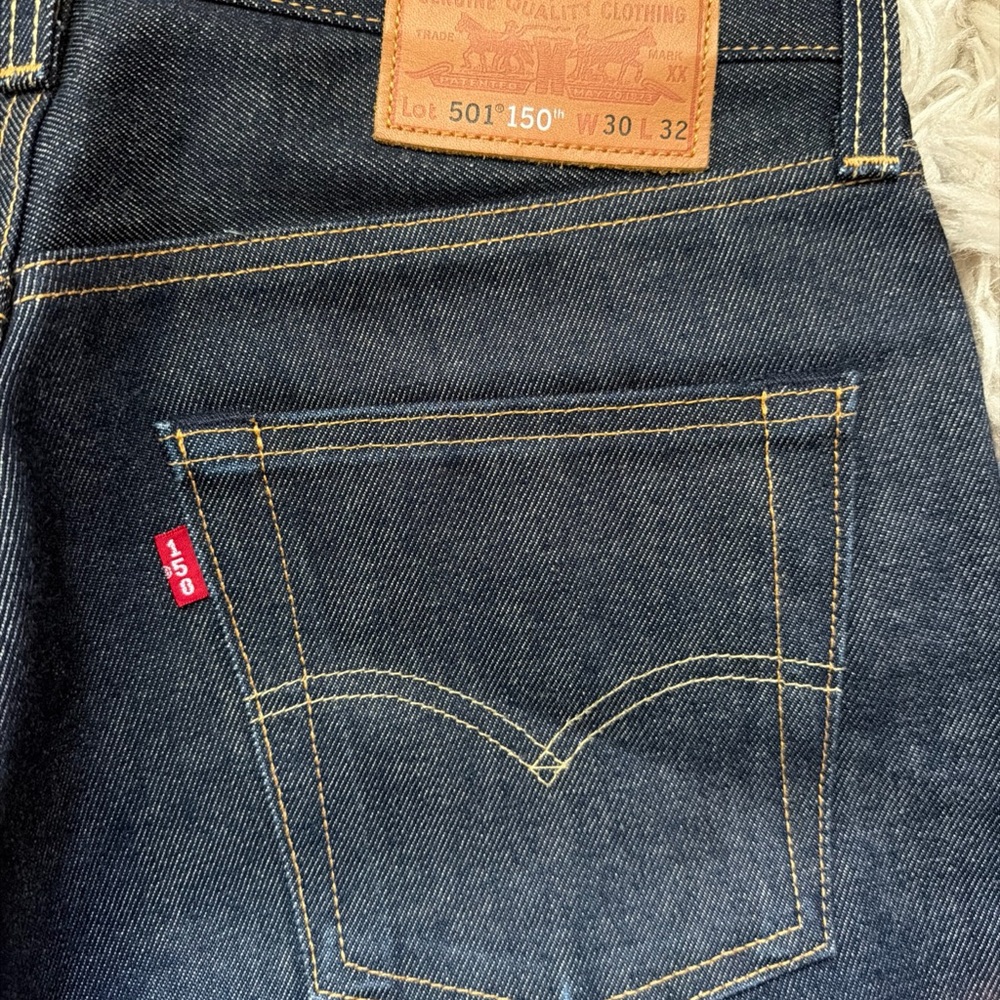 Levi's 501 150th Anniversary Selvedge Dark Rainforest Wash Straight Jeans 30x32